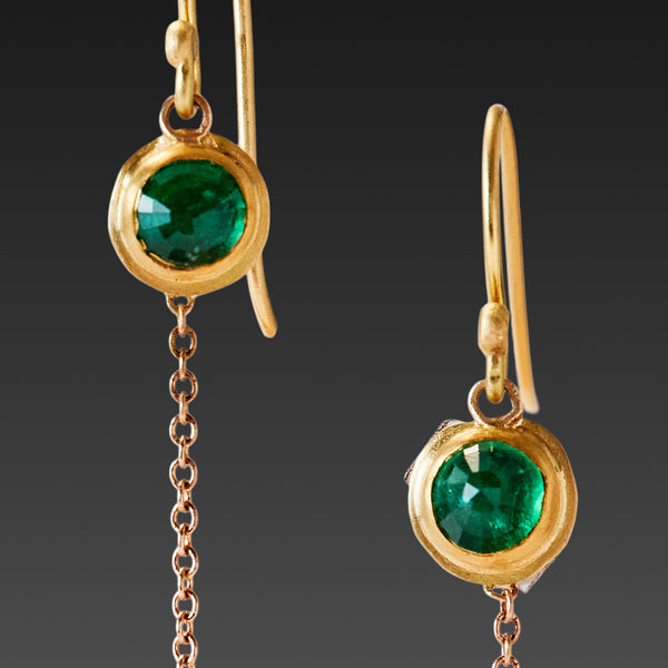 Emerald Chain Drop Earrings