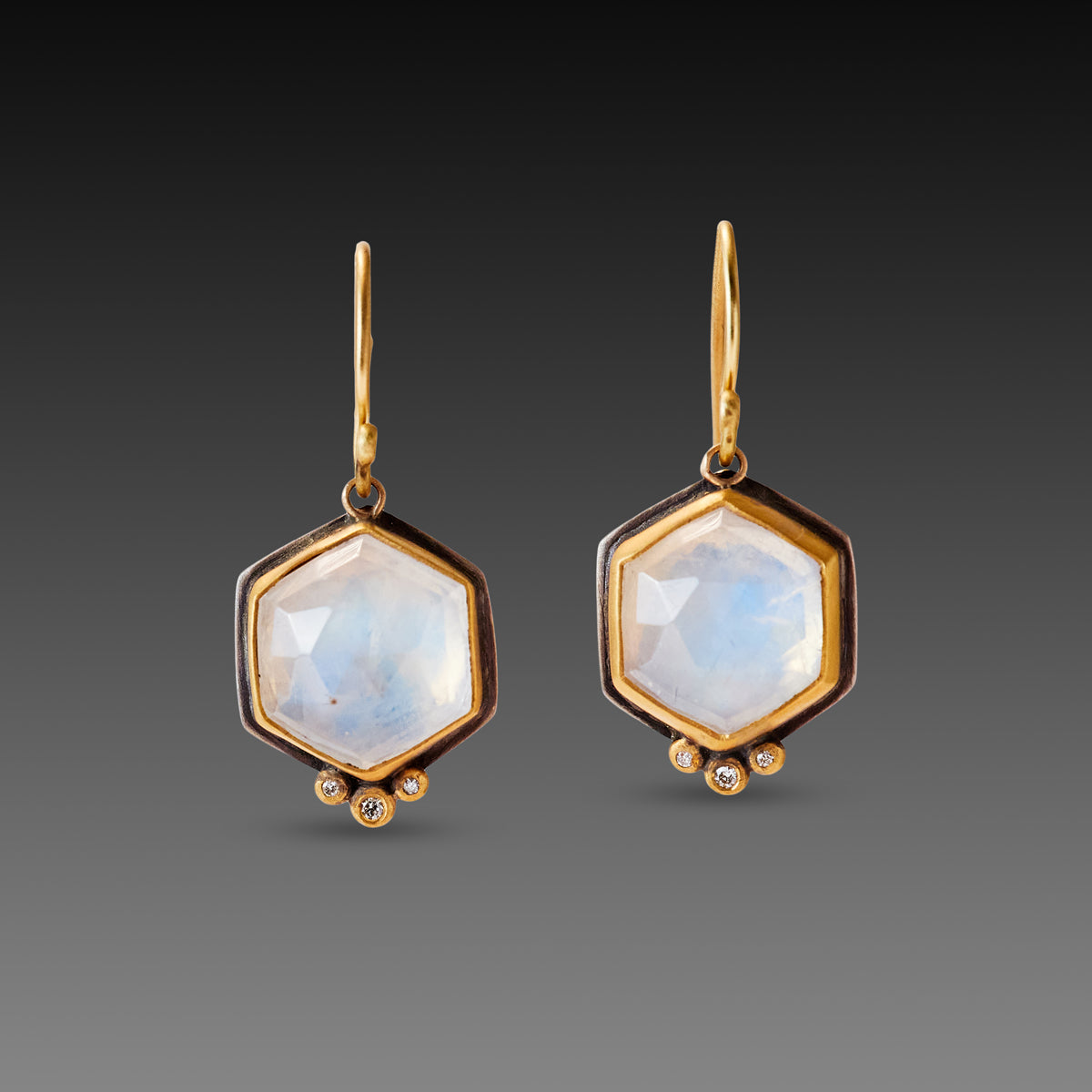 On sale Moonstone Gemstone Hexagon Drop 14k Gold-Filled Threader Earrings