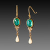 Emerald Earrings with Diamond Trios