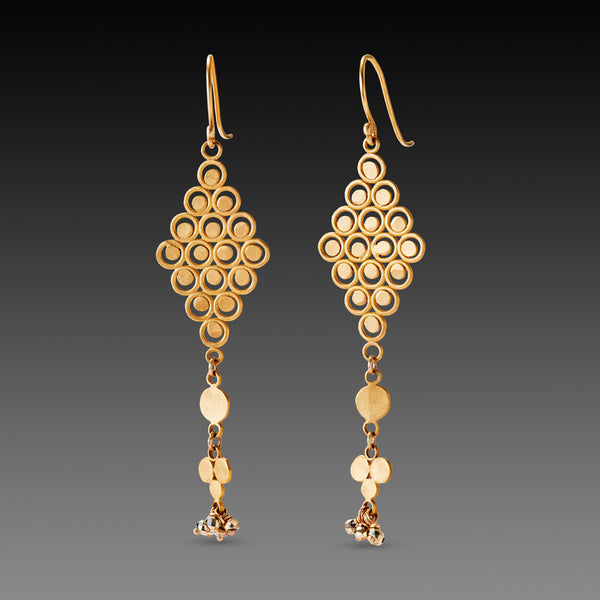 Gold Filigree Earrings with Trios