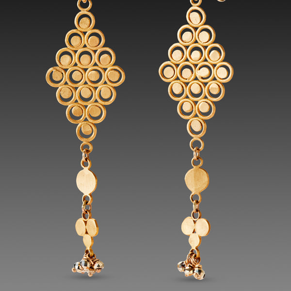 Gold Filigree Earrings with Trios