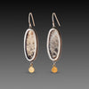 Dendritic Agate Earrings with Hammered Gold Dots