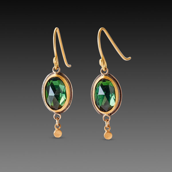 Oval Green Tourmaline Earrings