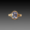 Oval Sapphire Ring with Diamond Trios