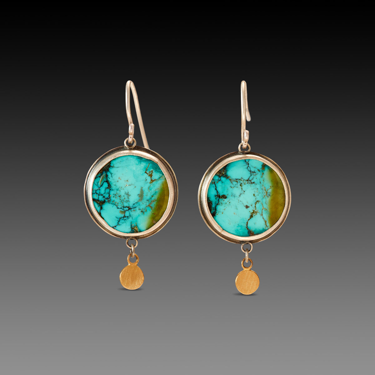 Turquoise Earrings with 22k Drops