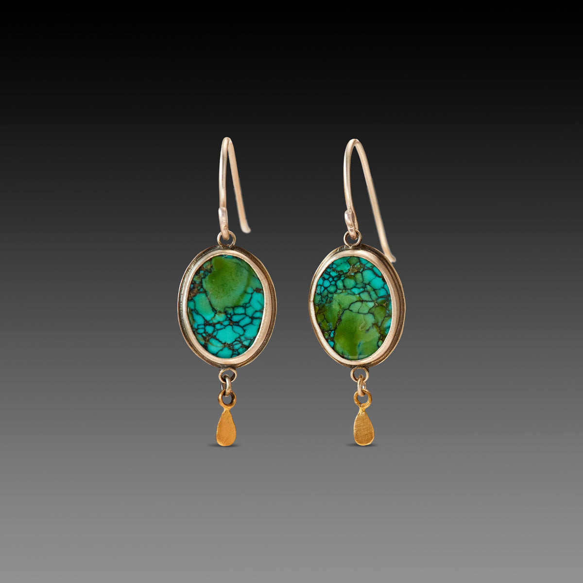 Turquoise Earrings with 22k Drops