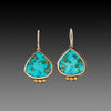 Turquoise Earrings with 22k Gold Dots