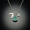 Turquoise Charm Necklace With Double Leaf and Small Disk