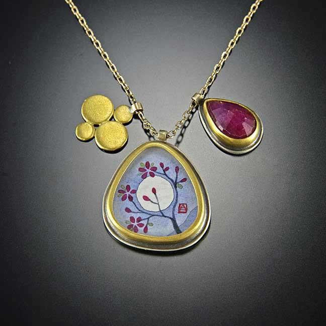 Organic Plum Blossom Charm Necklace