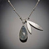 Large Faceted Labradorite and Leaf Charm Necklace