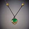 Rose Cut Emerald and Small Disk Station Necklace