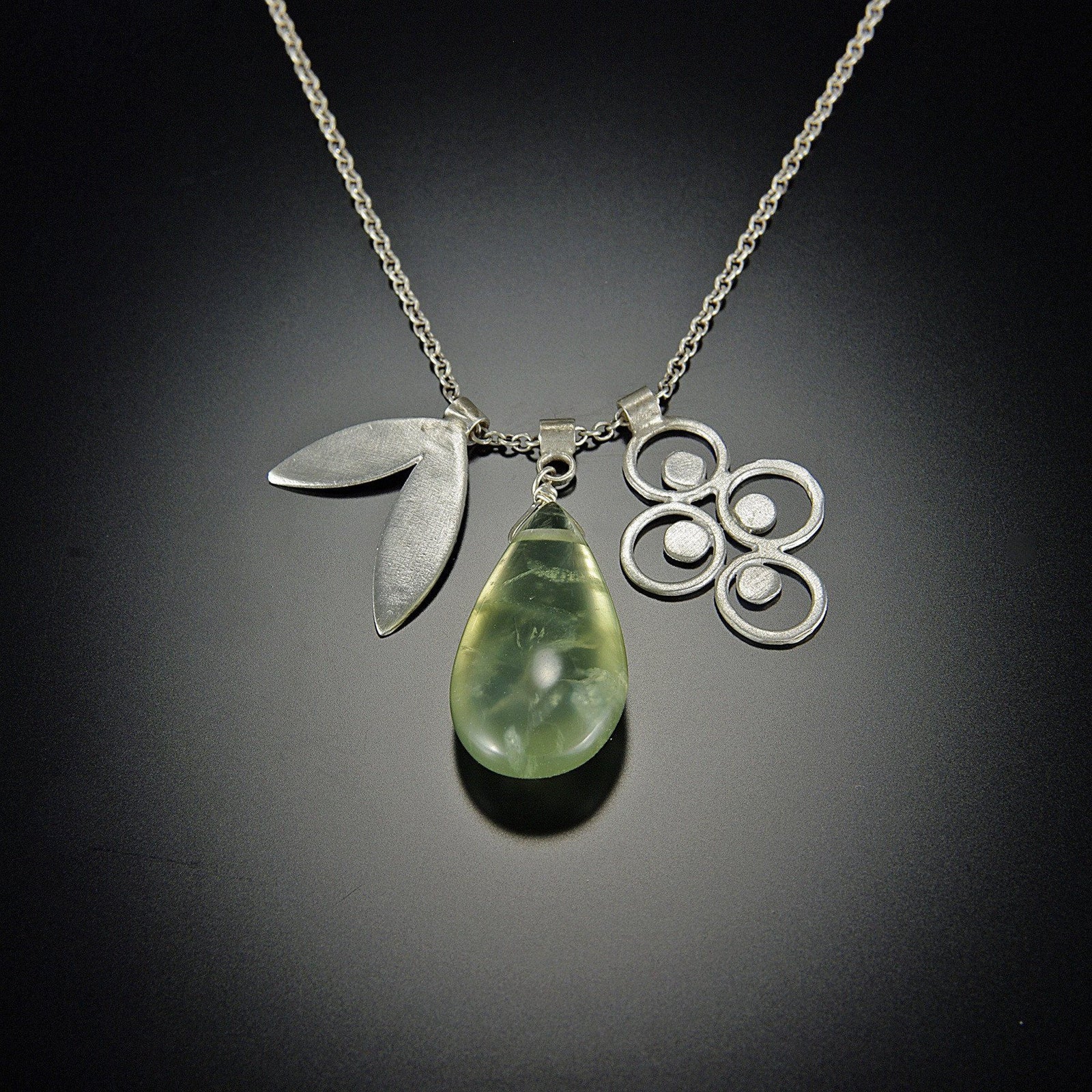 Prehnite Teardrop Charm Necklace