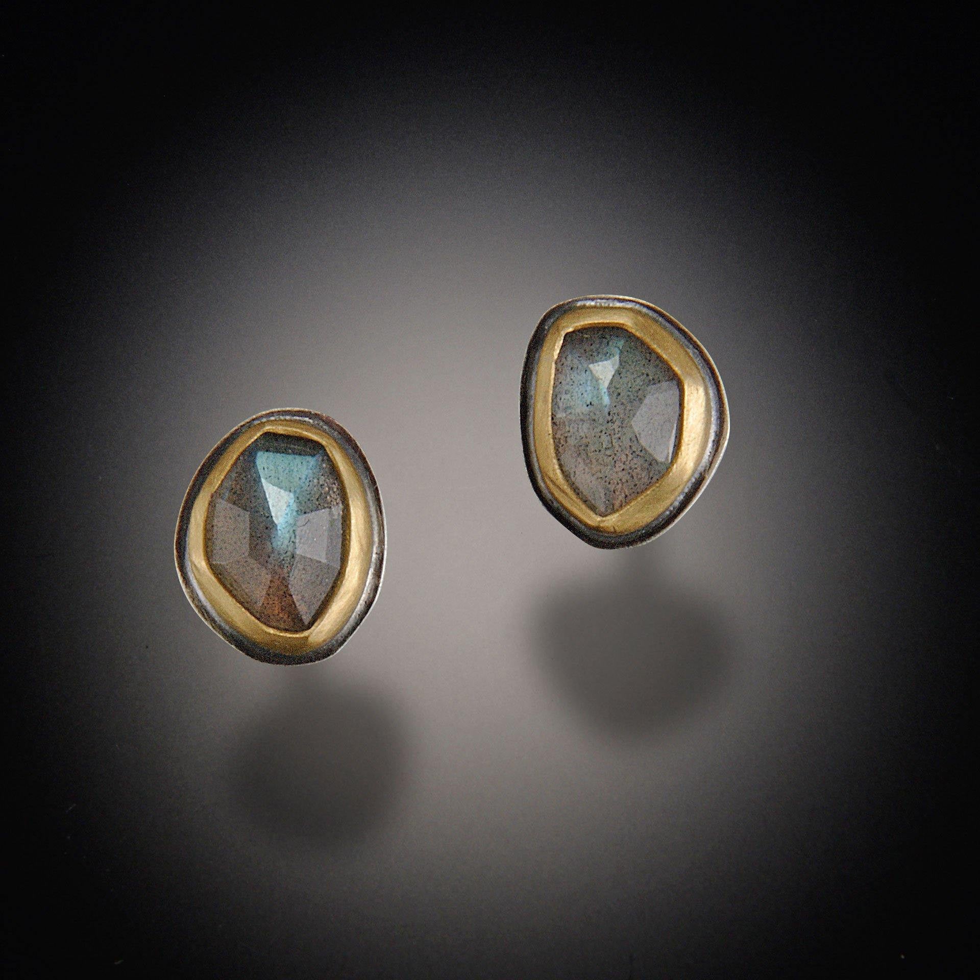 Gold Labradorite Stud Earrings