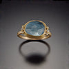 Rose Cut Aquamarine Ring with Six Diamonds