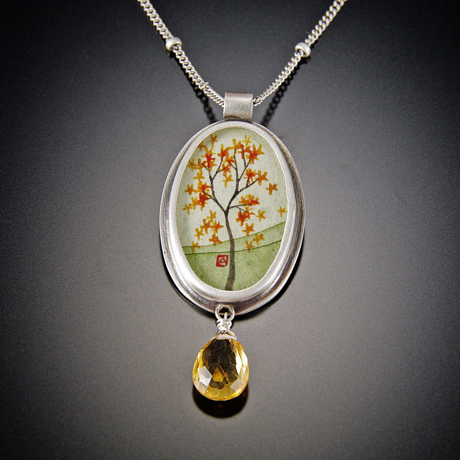 Oval Autumn Maple Necklace