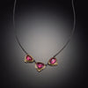 Three Garnet Necklace with Gold Dots