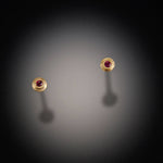 Gold Dot Stud Earrings with Ruby