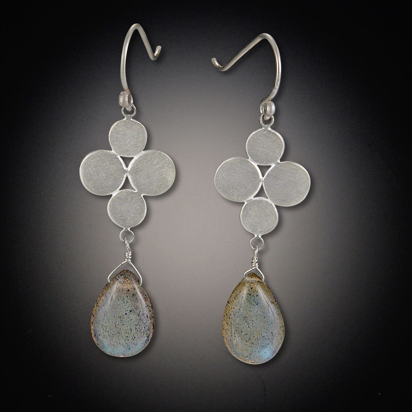 Large Multi Disk with Labradorite Drop Earrings