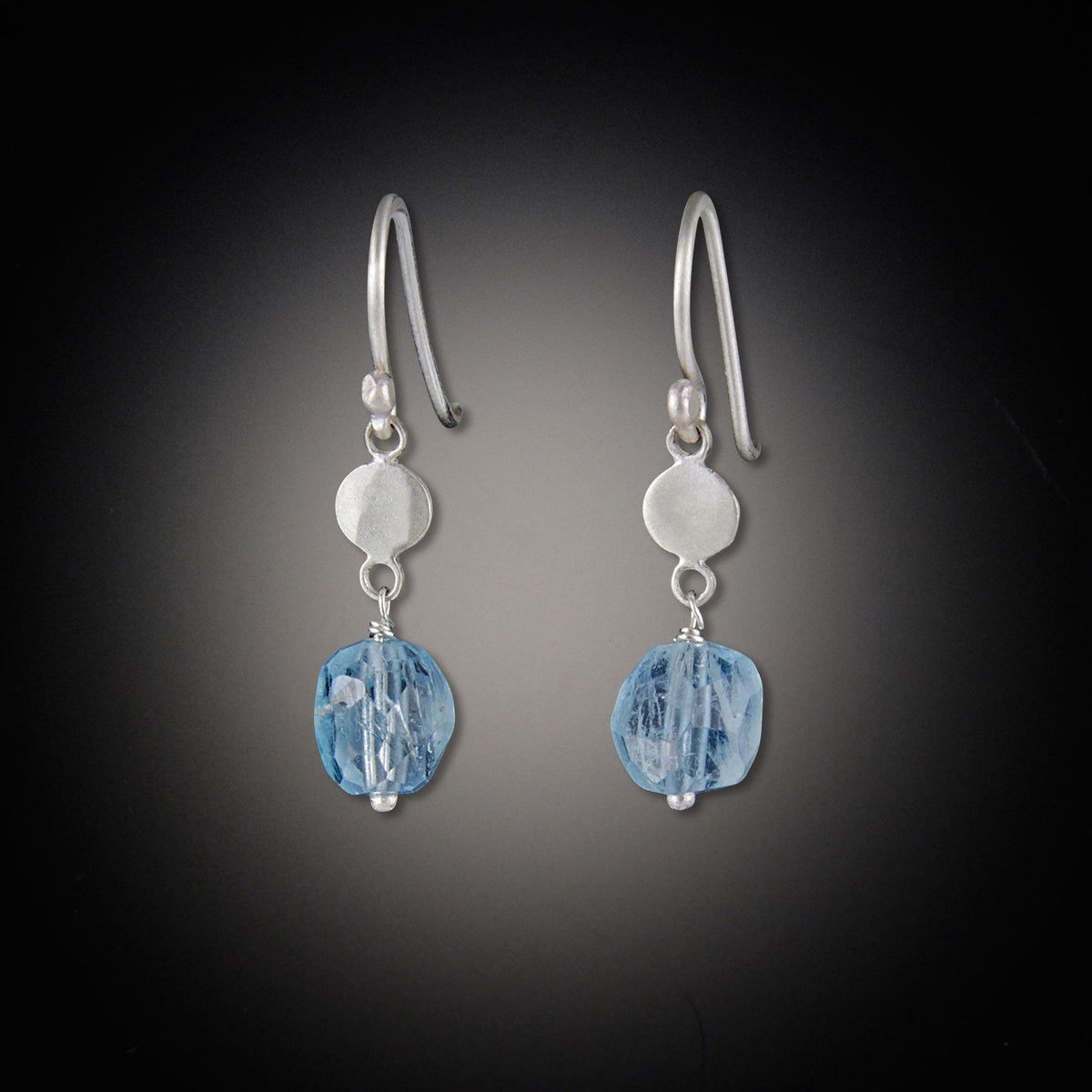 Small Single Disk with Aquamarine Drop Earrings