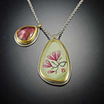 Magnolia Charm Necklace with Pink Tourmaline
