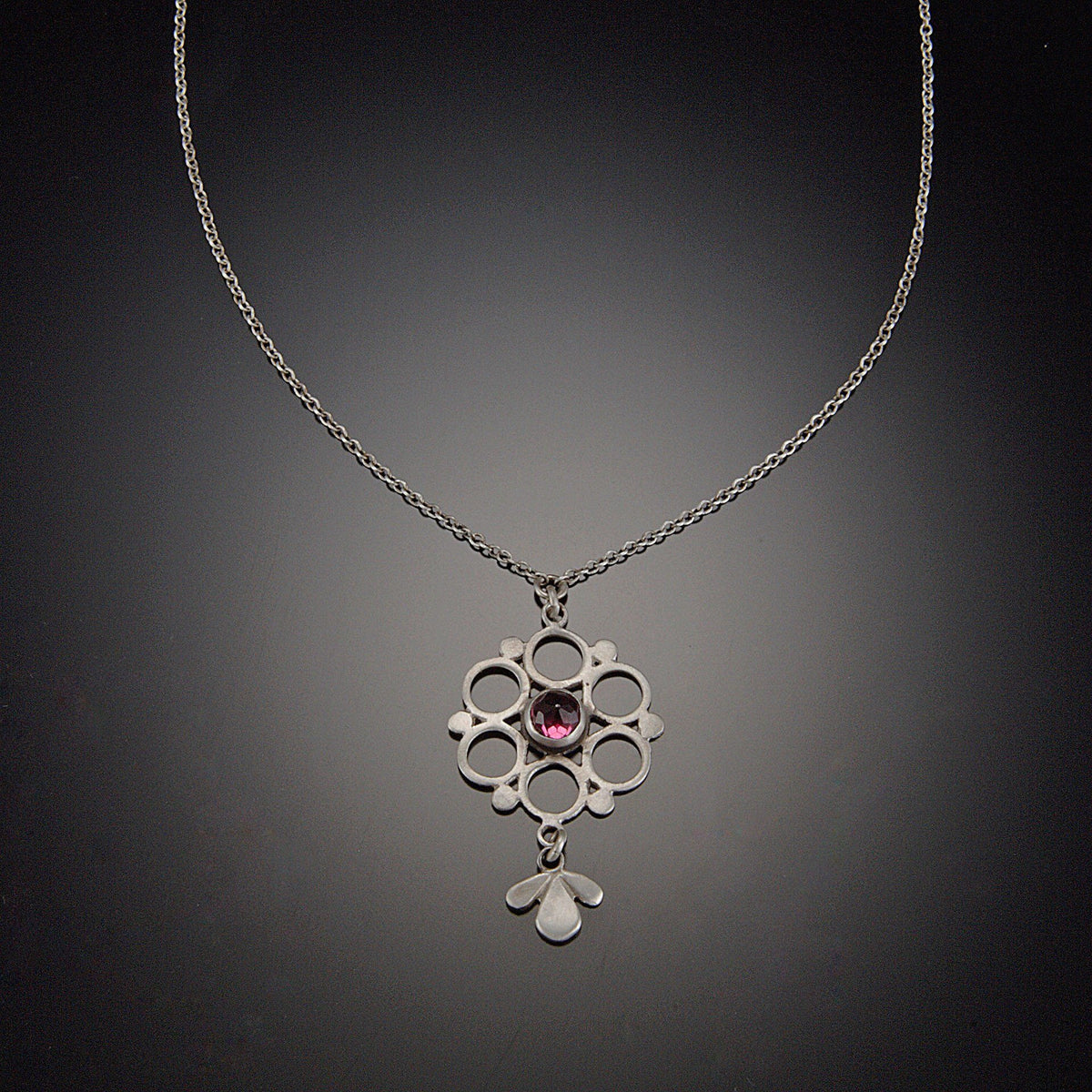 Small Open Mandala Necklace with Garnet