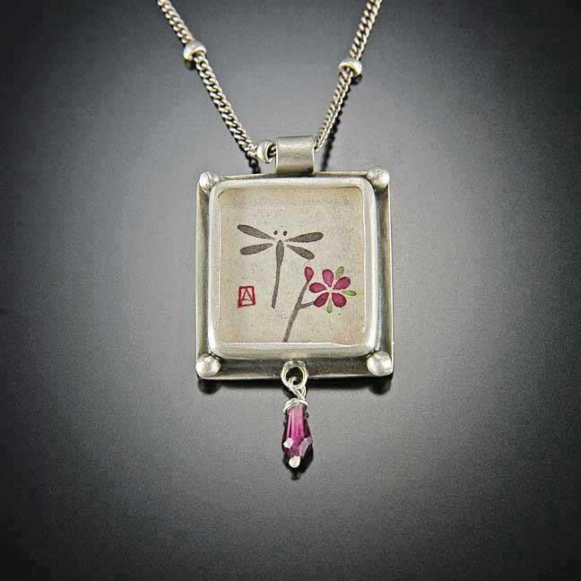 Small Rectangle Dragonfly Necklace