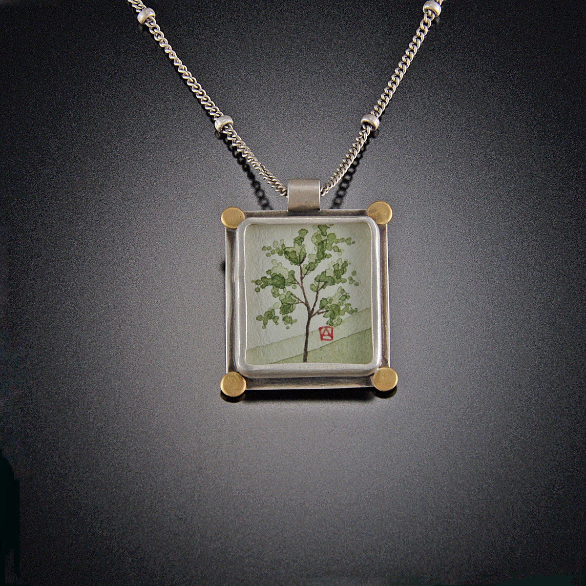 Small Rectangle Spring Maple Necklace