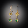Raised Diamond Dots and Rose Cut Emerald Earrings