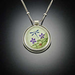 Round Dragonfly Necklace with Violets