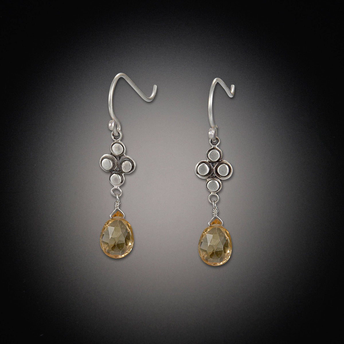 Raised Disk Earrings with Citrine