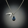 London Blue Topaz Leaf Charm Necklace