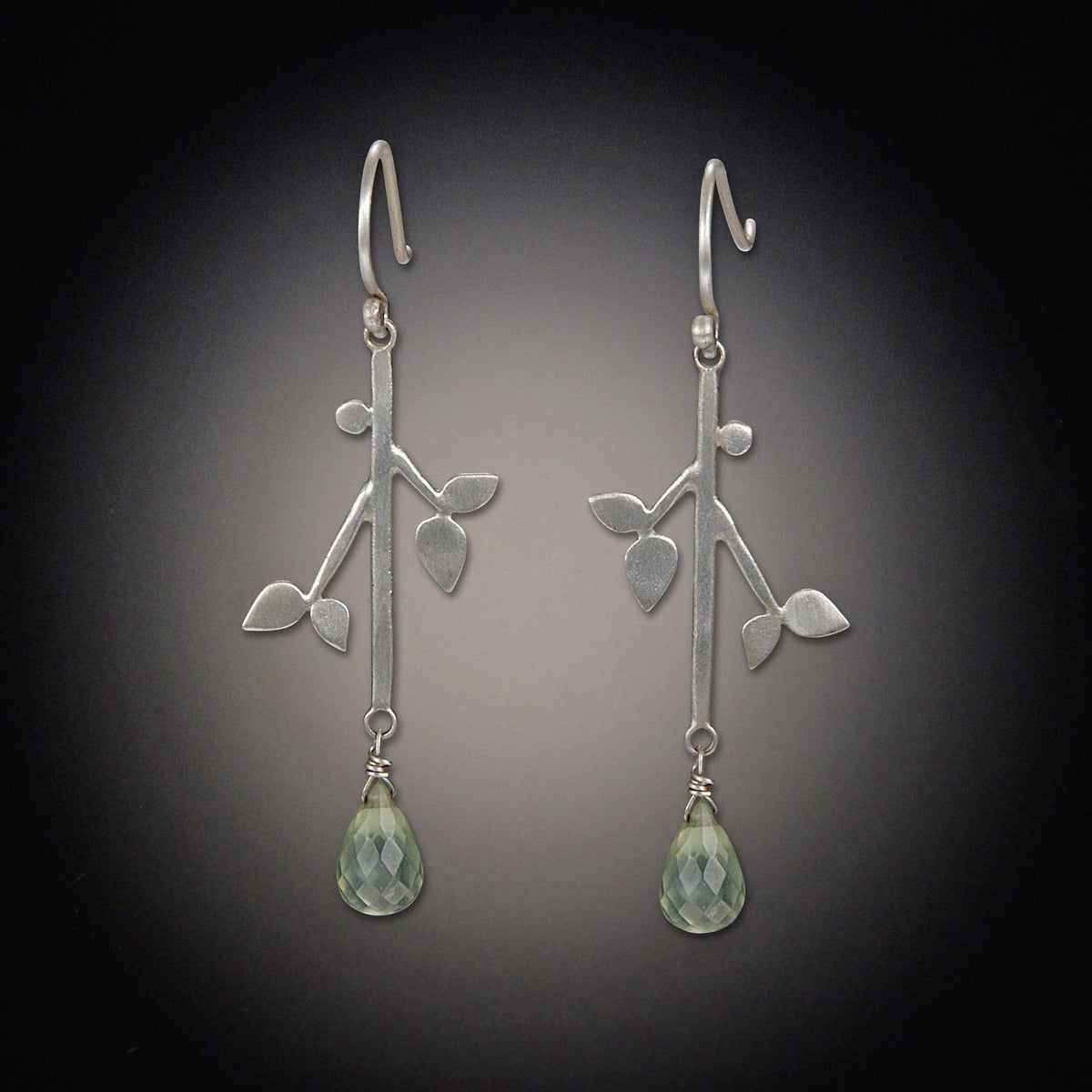 Branch Earrings with Prehnite