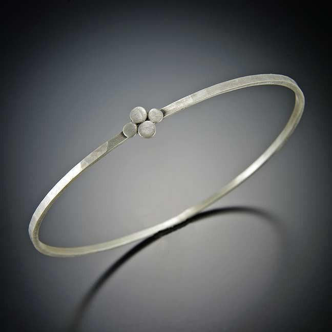 Silver Hammered Disk Bangle