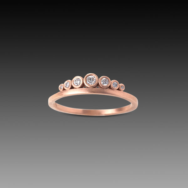 Side Swell Band with Diamonds in Rose Gold