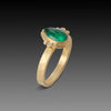 Rose Cut Emerald Ring With Diamond Trios