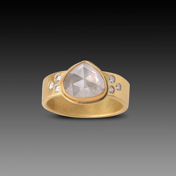 Rose Cut Gray Diamond Ring