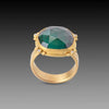 Green Tourmaline Ring with Gold Trios