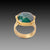 Green Tourmaline Ring with Gold Trios