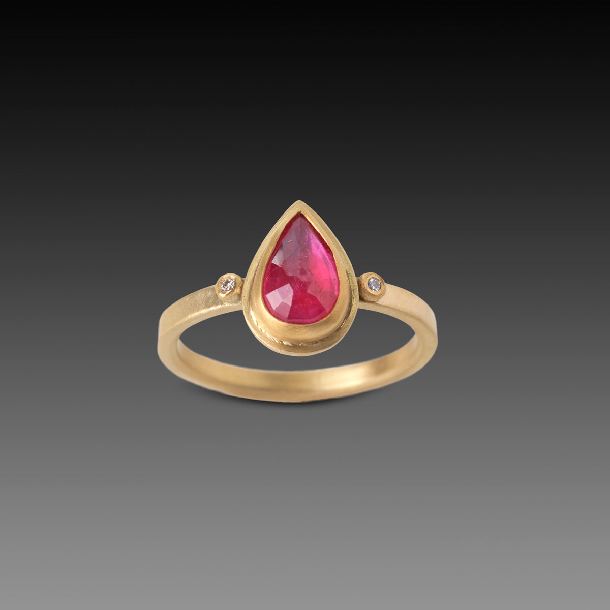 Teardrop Ruby Ring with Diamond Dots