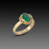Oval Emerald Ring With Diamond Trios