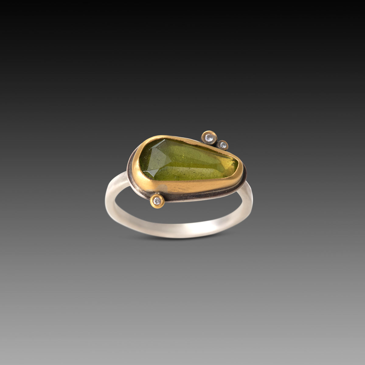 Vesuvianite Ring with Diamonds