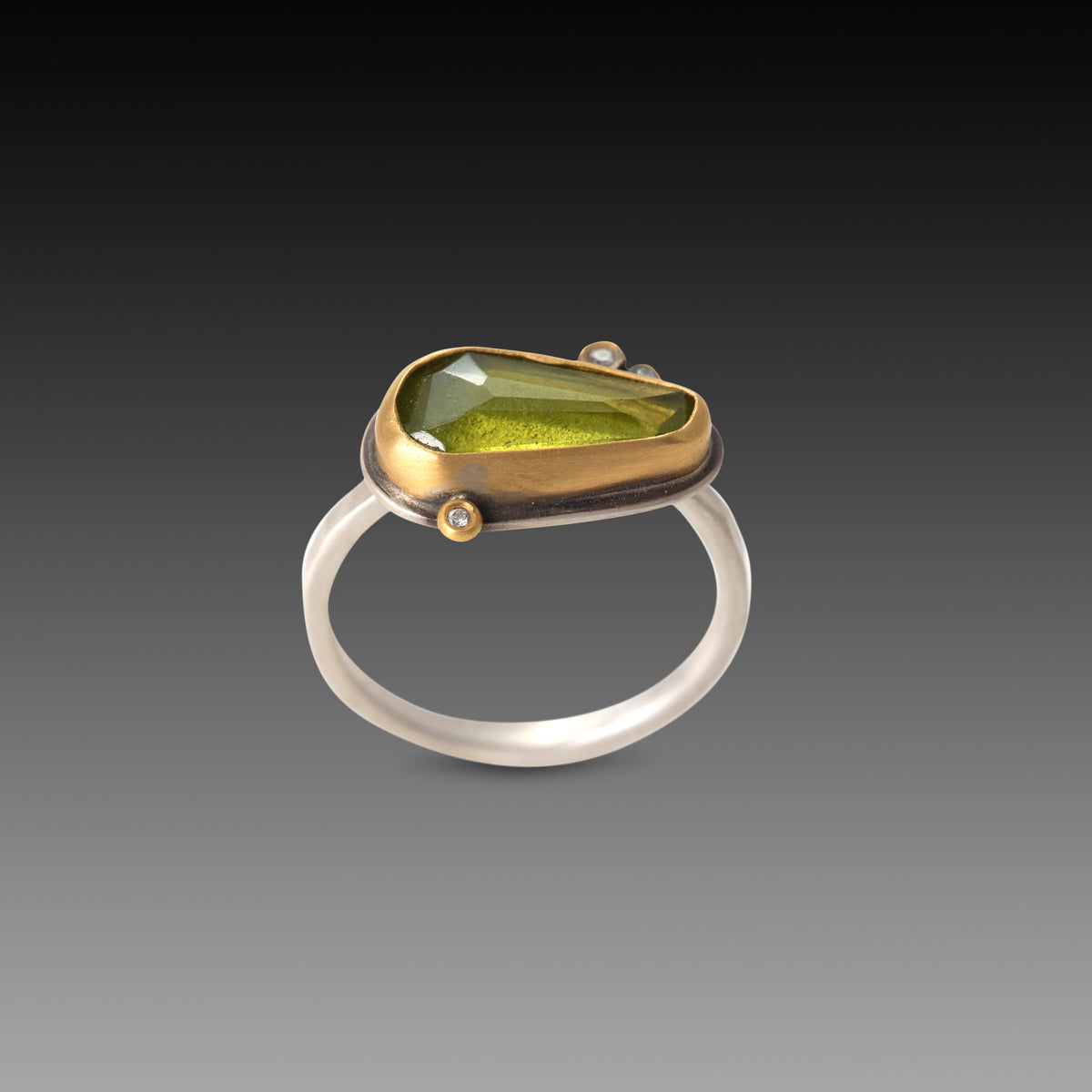 Vesuvianite Ring with Diamonds