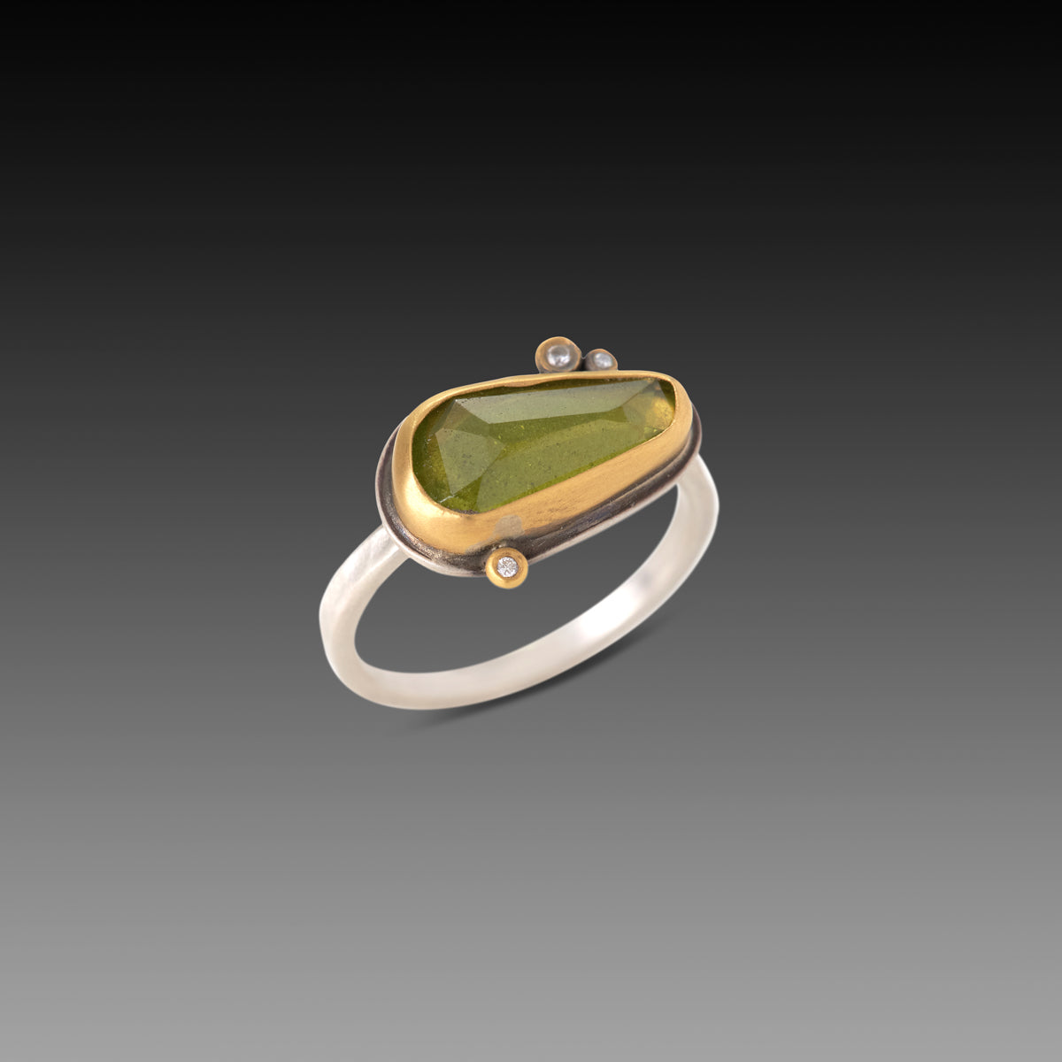 Vesuvianite Ring with Diamonds