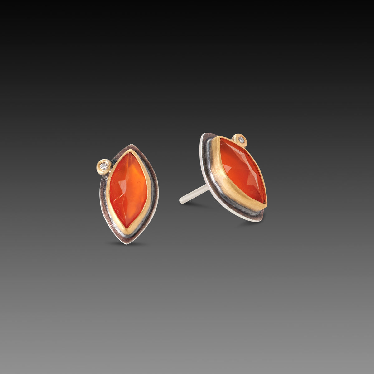 Carnelian Marquis Stud Earrings