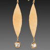 Gold Leaf Earrings with Sapphire Drops