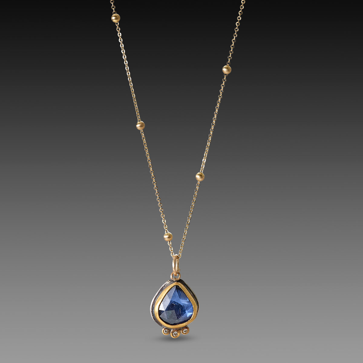 Amazon.com: 3 Ct Created Blue Sapphire Teardrop Pear Bezel Pendant Necklace  14Kt Yellow Gold Rose Gold Silver : Handmade Products