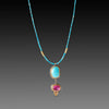 Turquoise and Ruby Double Pendant Necklace
