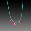 Turquoise Beaded Necklace with Rubies