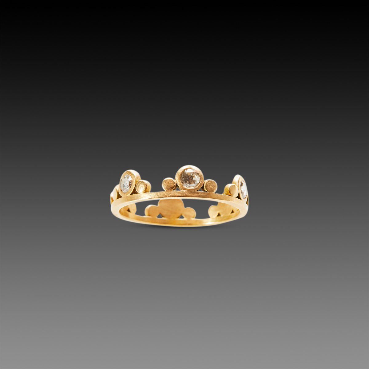 Large Gold Side Trios Band with Diamonds