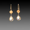 Gold Hexagon with Moonstone Drop Earrings